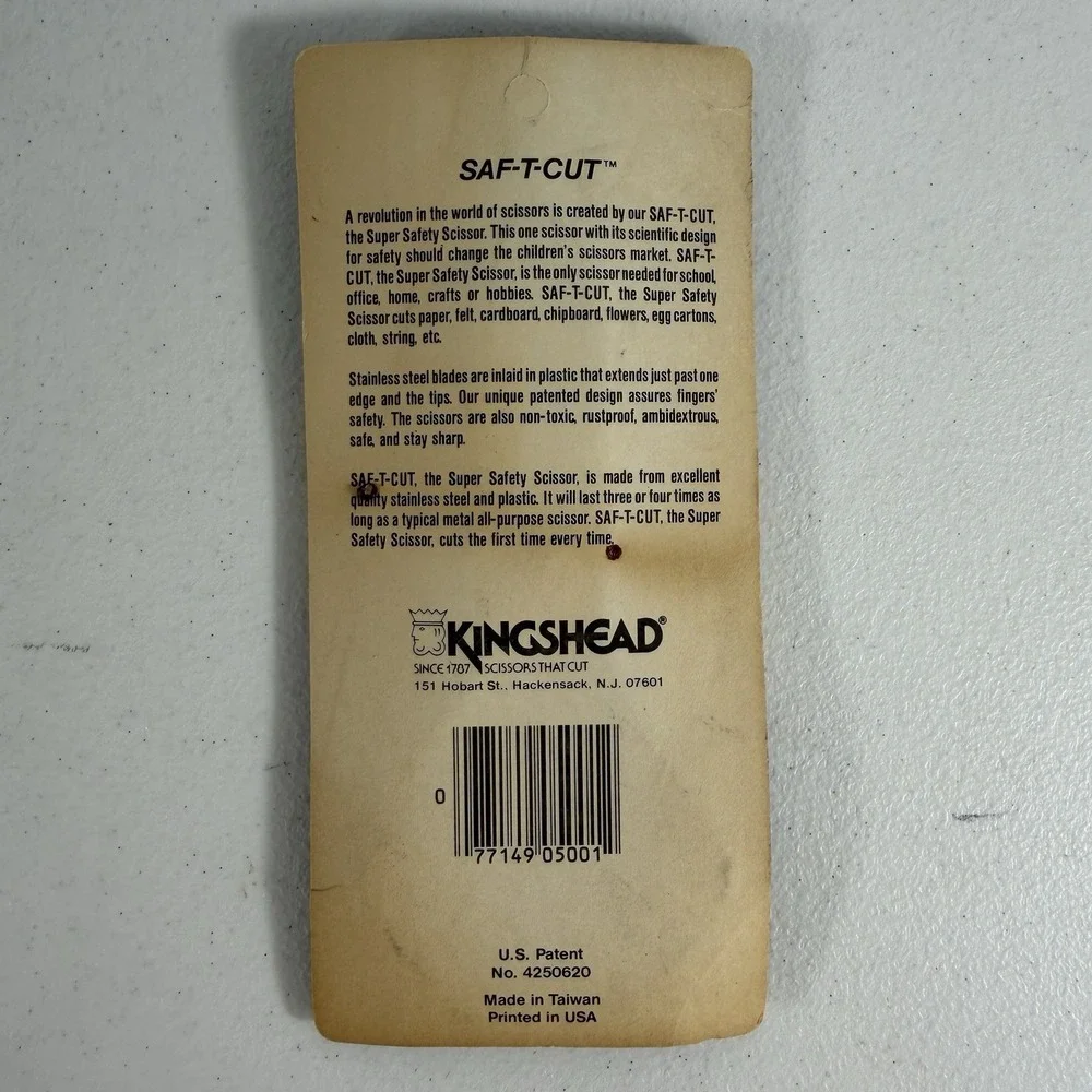 Vintage Kingshead Kids Original Saf-T-Cut Safety Safe Scissors - New‎